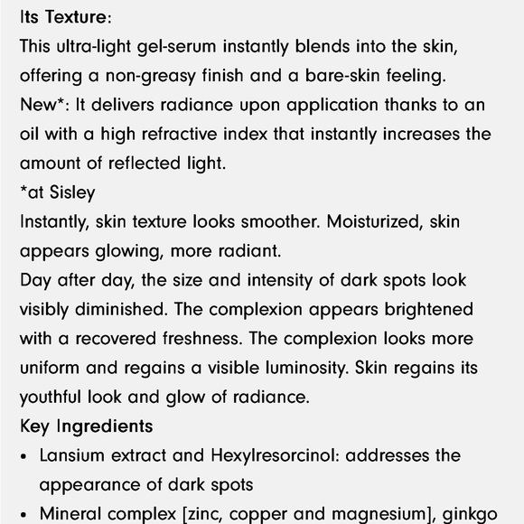 Sisley-Paris L'Intégral Anti-Age Serum/Anti-Dark Spot for face. White Serum. NIB - Picture 5 of 15